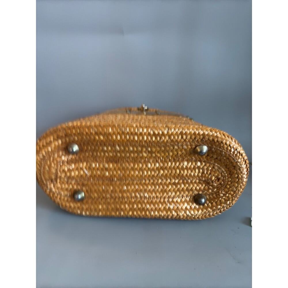 Vtg Straw Purse Oval Box Handbag Fabric Lined 1950s/ 1960s Italy - Read Details - Picture 12 of 15